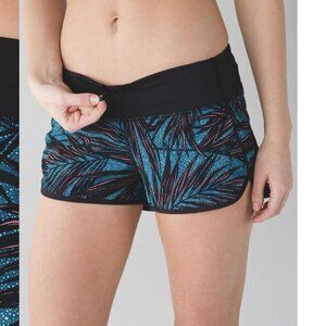 Lululemon 2016 Seawheeze Speed Short 2.5 Secret Society Tofino Teal Black Size 4